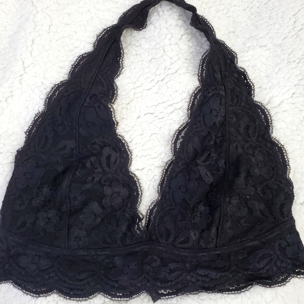 Urban Outfitters Black Lace Halter Bralette Large